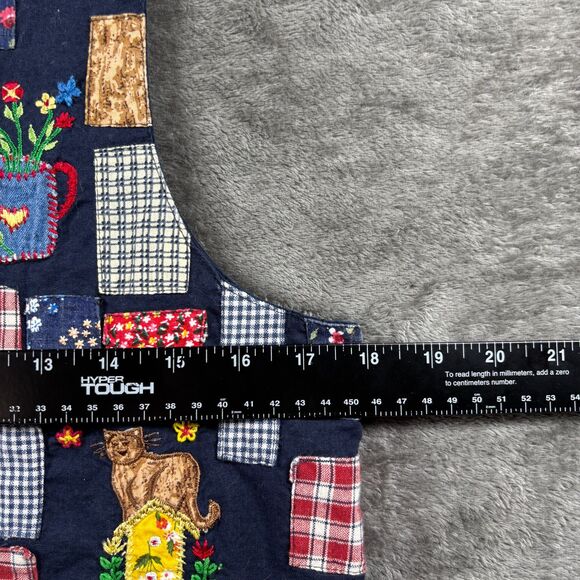 Casey & Max Vintage 90s Women Vest Patchwork Plaid Cottagecore Navy Small I108 - Picture 5 of 9